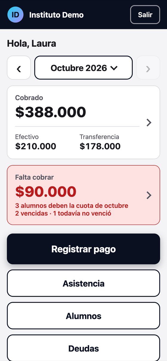 Inicio: lo cobrado en el mes y lo que falta cobrar